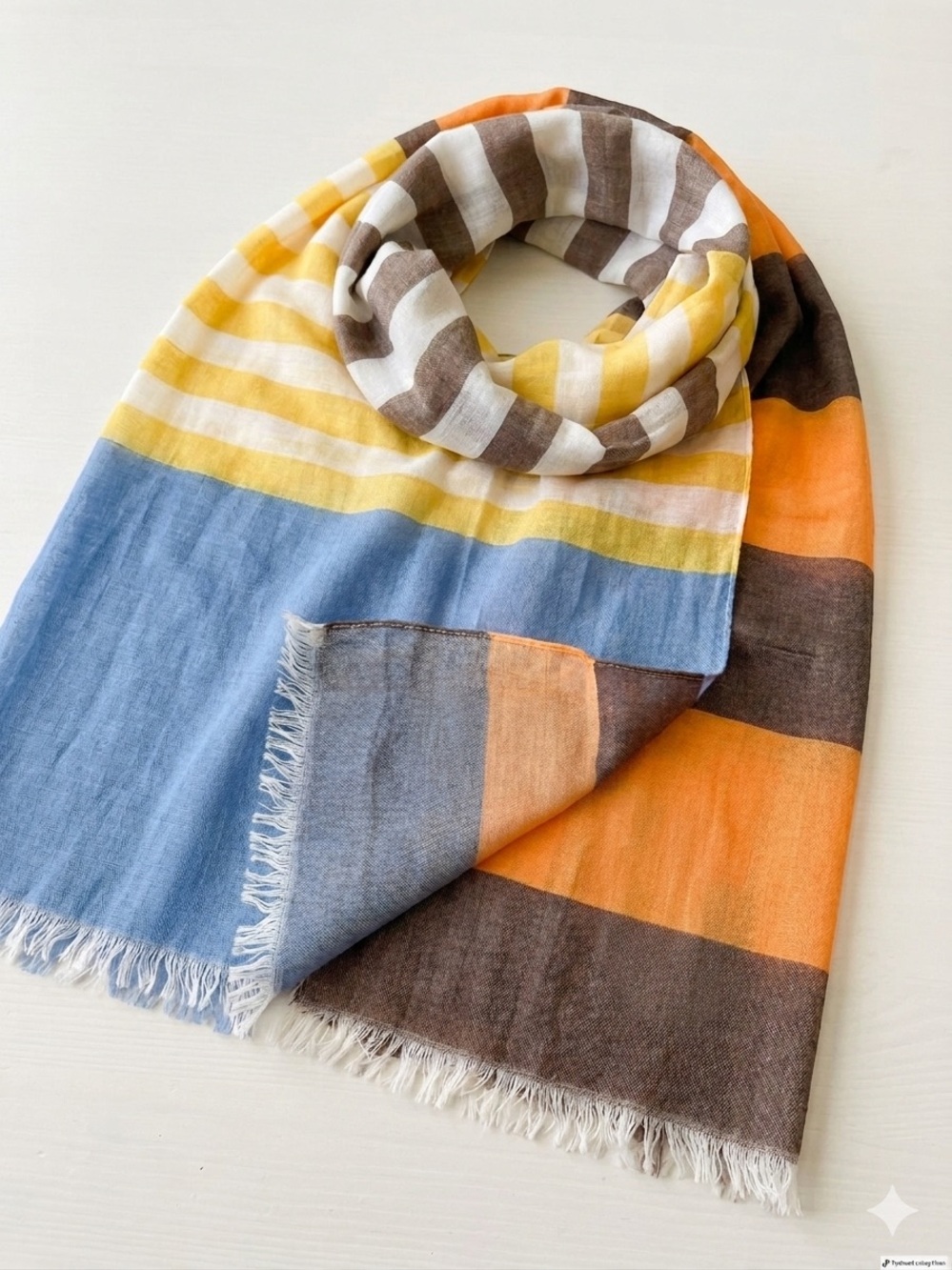 Coach Striped Cotton Multicolor Scarf - NWOT